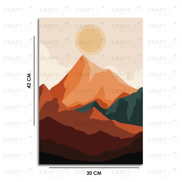 Craftnest_Reflections_Minimalist_Mountain_Landscape_42X30_Cm_Wall_Art_Earthy_Tones_&_Serene_Horizon_Canvas_Printed_With_Engineered_Wood,_Easy_To_Hand_For_Offices,_Bedroom,_Living_Room