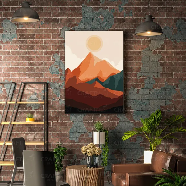 Craftnest_Reflections_Minimalist_Mountain_Landscape_42X30_Cm_Wall_Art_Earthy_Tones_&_Serene_Horizon_Canvas_Printed_With_Engineered_Wood,_Easy_To_Hand_For_Offices,_Bedroom,_Living_Room