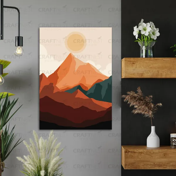Craftnest_Reflections_Minimalist_Mountain_Landscape_42X30_Cm_Wall_Art_Earthy_Tones_&_Serene_Horizon_Canvas_Printed_With_Engineered_Wood,_Easy_To_Hand_For_Offices,_Bedroom,_Living_Room