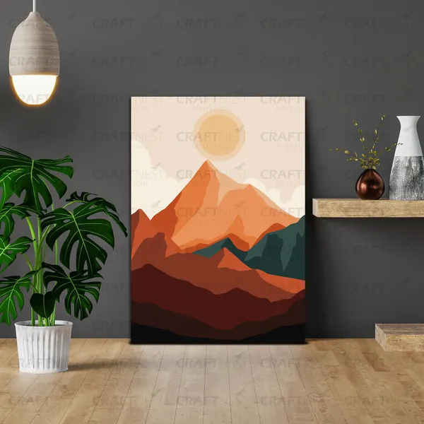 Craftnest_Reflections_Minimalist_Mountain_Landscape_42X30_Cm_Wall_Art_Earthy_Tones_&_Serene_Horizon_Canvas_Printed_With_Engineered_Wood,_Easy_To_Hand_For_Offices,_Bedroom,_Living_Room
