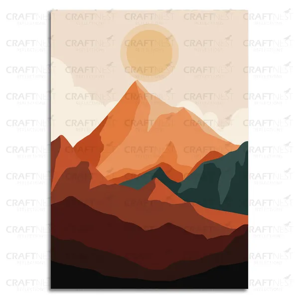 Craftnest_Reflections_Minimalist_Mountain_Landscape_30X20_Cm_Wall_Art_Earthy_Tones_&_Serene_Horizon_Canvas_Printed_With_Engineered_Wood,_Easy_To_Hand_For_Offices,_Bedroom,_Living_Room