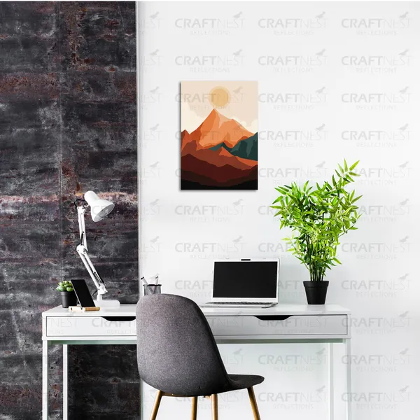 Craftnest_Reflections_Minimalist_Mountain_Landscape_30X20_Cm_Wall_Art_Earthy_Tones_&_Serene_Horizon_Canvas_Printed_With_Engineered_Wood,_Easy_To_Hand_For_Offices,_Bedroom,_Living_Room