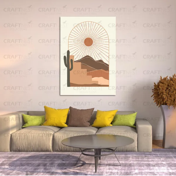 Craftnest_Reflections_Minimalist_Boho_60X50_Cm_Wall_Art_Geometric_Shapes_With_Botanical_Accents,_Canvas_Printed_Engineered_Wood,_Easy_To_Hand_For_Offices,_Bedroom,_Living_Room