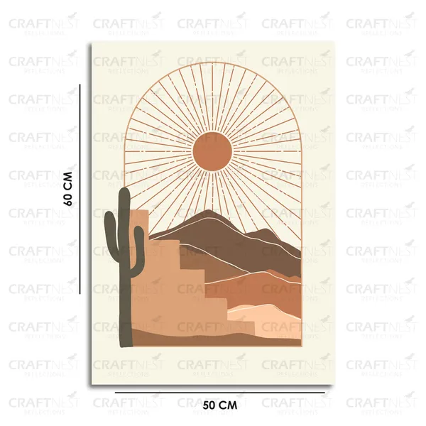 Craftnest_Reflections_Minimalist_Boho_60X50_Cm_Wall_Art_Geometric_Shapes_With_Botanical_Accents,_Canvas_Printed_Engineered_Wood,_Easy_To_Hand_For_Offices,_Bedroom,_Living_Room