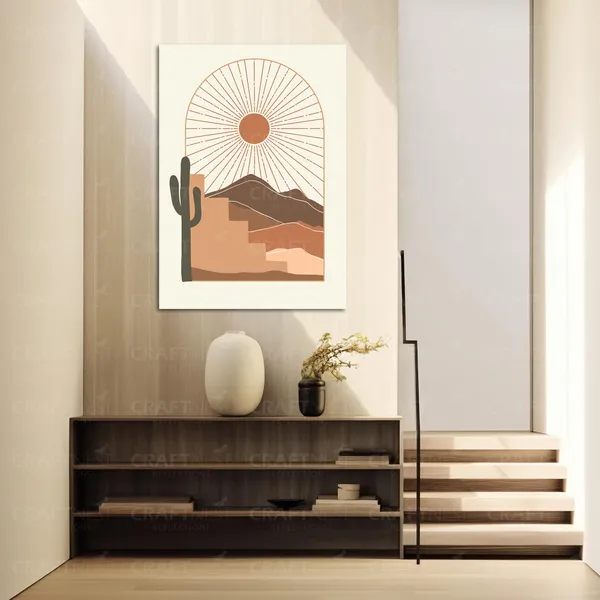 Craftnest_Reflections_Minimalist_Boho_60X50_Cm_Wall_Art_Geometric_Shapes_With_Botanical_Accents,_Canvas_Printed_Engineered_Wood,_Easy_To_Hand_For_Offices,_Bedroom,_Living_Room