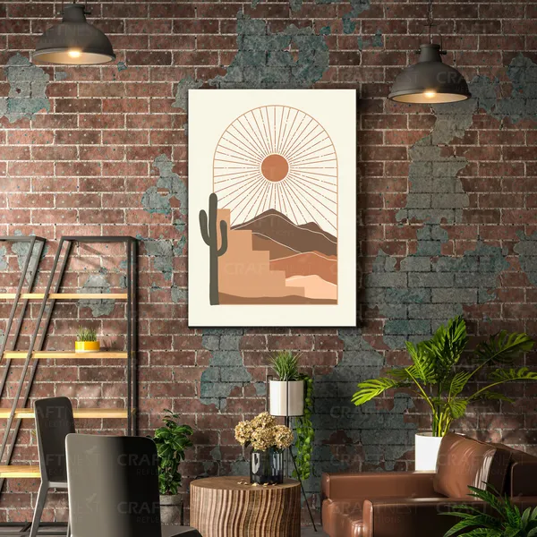 Craftnest_Reflections_Minimalist_Boho_42X30_Cm_Wall_Art_Geometric_Shapes_With_Botanical_Accents,_Canvas_Printed_Engineered_Wood,_Easy_To_Hand_For_Offices,_Bedroom,_Living_Room