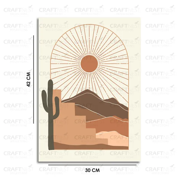 Craftnest_Reflections_Minimalist_Boho_42X30_Cm_Wall_Art_Geometric_Shapes_With_Botanical_Accents,_Canvas_Printed_Engineered_Wood,_Easy_To_Hand_For_Offices,_Bedroom,_Living_Room