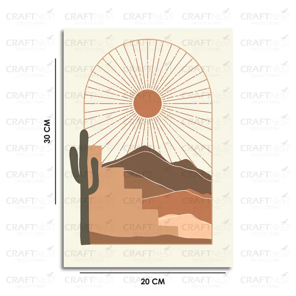 Craftnest_Reflections_Minimalist_Boho_30X20_Cm_Wall_Art_Geometric_Shapes_With_Botanical_Accents,_Canvas_Printed_Engineered_Wood,_Easy_To_Hand_For_Offices,_Bedroom,_Living_Room