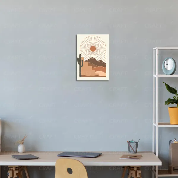 Craftnest_Reflections_Minimalist_Boho_30X20_Cm_Wall_Art_Geometric_Shapes_With_Botanical_Accents,_Canvas_Printed_Engineered_Wood,_Easy_To_Hand_For_Offices,_Bedroom,_Living_Room