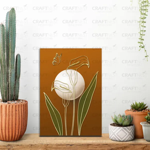 Craftnest_Reflections_Southwestern_Desert_Landscape_30X20_Cm_Wall_Art_Minimalist_Sunburst_&_Cactus_Design,_Engineered_Wood,_Easy_To_Hand_For_Offices,_Bedroom,_Living_Room