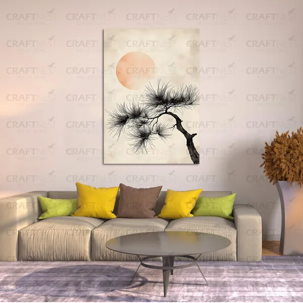 Craftnest_Reflections_Golden_Botanical_Wall_Art_60X50_Cm_Canvas_Printed_Minimalist_Floral_Design_With_Butterfly_Accent_Engineered_Wood,_Easy_To_Hand_For_Offices,_Bedroom,_Living_Room