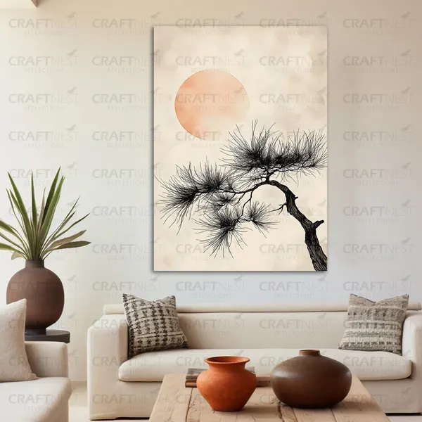 Craftnest_Reflections_Golden_Botanical_Wall_Art_60X50_Cm_Canvas_Printed_Minimalist_Floral_Design_With_Butterfly_Accent_Engineered_Wood,_Easy_To_Hand_For_Offices,_Bedroom,_Living_Room