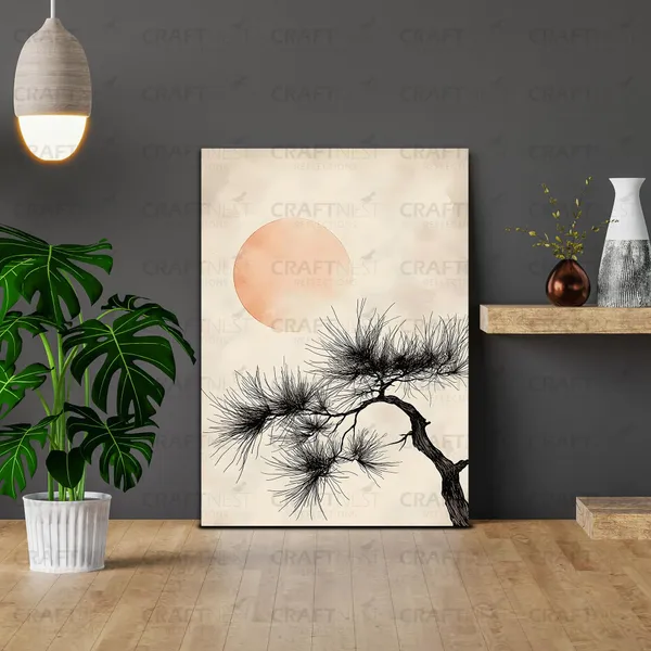 Craftnest_Reflections_Golden_Botanical_Wall_Art_42X30_Cm_Canvas_Printed_Minimalist_Floral_Design_With_Butterfly_Accent_Engineered_Wood,_Easy_To_Hand_For_Offices,_Bedroom,_Living_Room