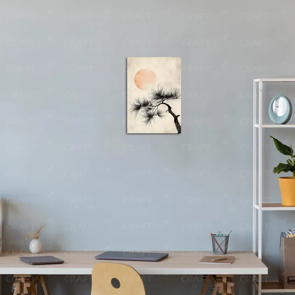 Craftnest_Reflections_Golden_Botanical_Wall_Art_30X20_Cm_Canvas_Printed_Minimalist_Floral_Design_With_Butterfly_Accent_Engineered_Wood,_Easy_To_Hand_For_Offices,_Bedroom,_Living_Room