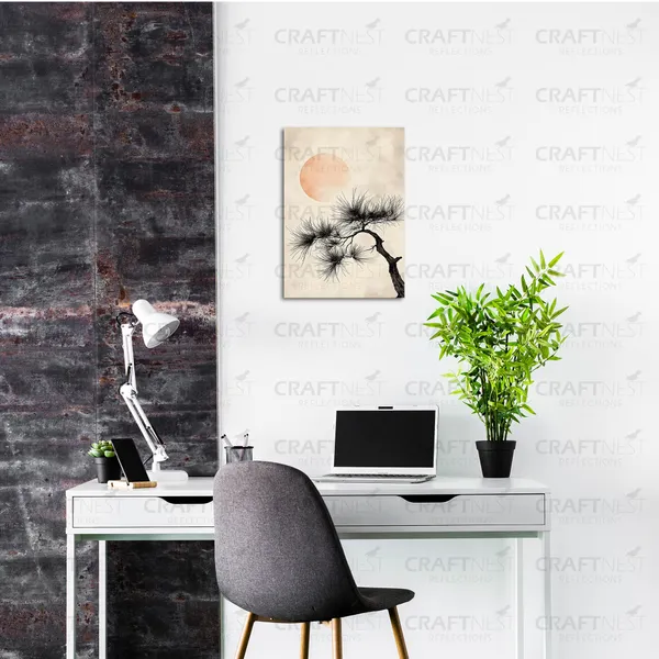 Craftnest_Reflections_Golden_Botanical_Wall_Art_30X20_Cm_Canvas_Printed_Minimalist_Floral_Design_With_Butterfly_Accent_Engineered_Wood,_Easy_To_Hand_For_Offices,_Bedroom,_Living_Room