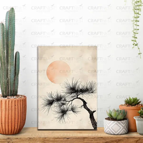 Craftnest_Reflections_Golden_Botanical_Wall_Art_30X20_Cm_Canvas_Printed_Minimalist_Floral_Design_With_Butterfly_Accent_Engineered_Wood,_Easy_To_Hand_For_Offices,_Bedroom,_Living_Room