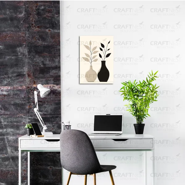 Craftnest_Reflections_Zen_Pine_Tree_Wall_Art_30X20Cm_Minimalist_Ink_Sketch_With_Soft_Sun_Accent,_Canvas_Printed_Engineered_Wood,_Easy_To_Hand_For_Offices,_Bedroom,_Living_Room