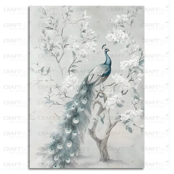 Craftnest_Reflections_Minimalist_Botanical_Peacock_Wall_Art_60X50_Cm_Canvas_Printed_Neutral_Tones_For_Modern_Interiors_Engineered_Wood,_Easy_To_Hand_For_Offices,_Bedroom,_Living_Room