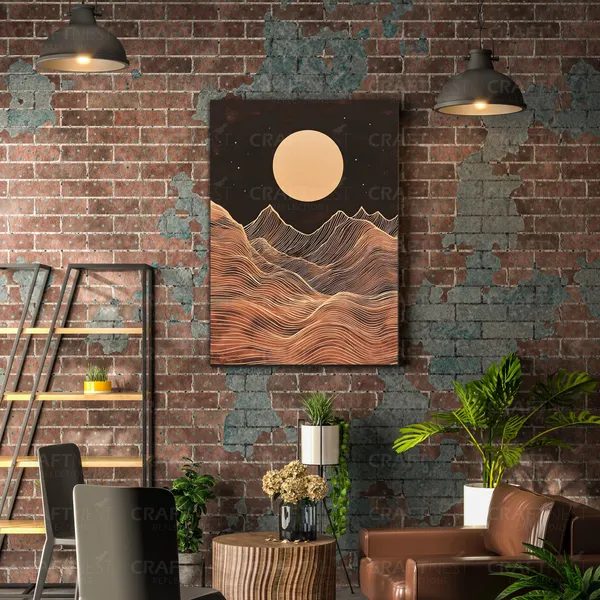 Craftnest_Reflections_Golden_Moonlit_Mountains_Canvas_Printed_Abstract_Landscape_Wall_Art_In_Earthy_Tones_|_Modern_Minimalist_Canvas_For_Living_Room,_Bedroom_&_Office_Daccor