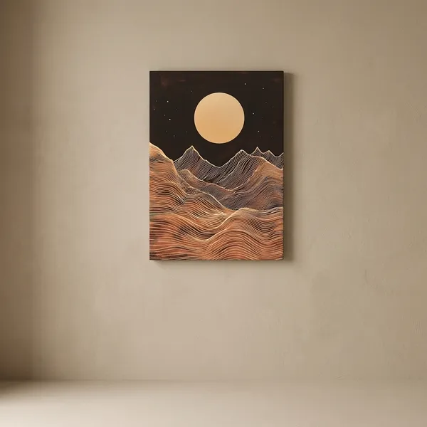 Craftnest_Reflections_Golden_Moonlit_Mountains_Canvas_Printed_Abstract_Landscape_Wall_Art_In_Earthy_Tones_|_Modern_Minimalist_Canvas_For_Living_Room,_Bedroom_&_Office_Daccor