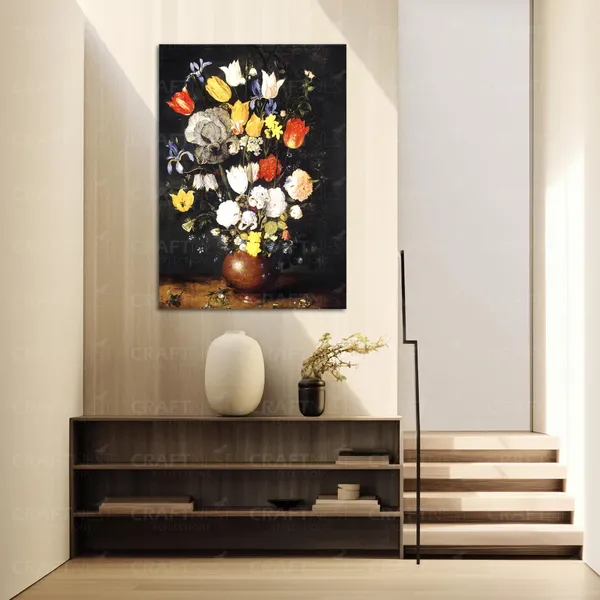 Craftnest_Reflections_Dark_Gothic_Floral_Canvas_Wall_Art_60X50_Cm_Vintage_Still_Life_With_Elegant_Flowers_|_Perfect_For_Any_Space_Aesthetic_Botanical_Artwork_With_Framed_Finish