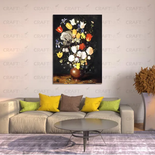 Craftnest_Reflections_Dark_Gothic_Floral_Canvas_Wall_Art_60X50_Cm_Vintage_Still_Life_With_Elegant_Flowers_|_Perfect_For_Any_Space_Aesthetic_Botanical_Artwork_With_Framed_Finish