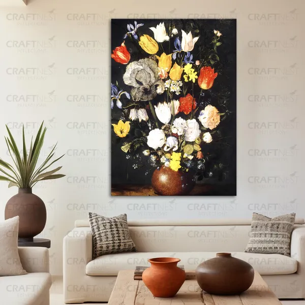 Craftnest_Reflections_Dark_Gothic_Floral_Canvas_Wall_Art_60X50_Cm_Vintage_Still_Life_With_Elegant_Flowers_|_Perfect_For_Any_Space_Aesthetic_Botanical_Artwork_With_Framed_Finish