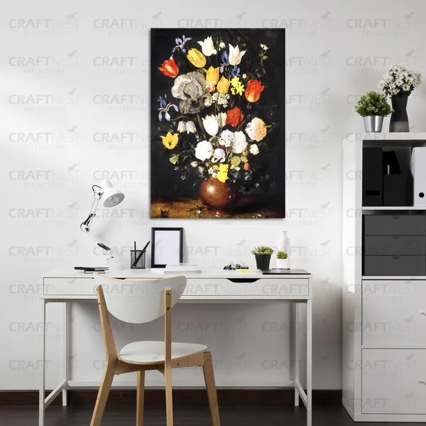 Craftnest_Reflections_Dark_Gothic_Floral_Canvas_Wall_Art_24X36_Inch_Vintage_Still_Life_With_Elegant_Flowers_|_Perfect_For_Any_Space_Aesthetic_Botanical_Artwork_With_Framed_Finish