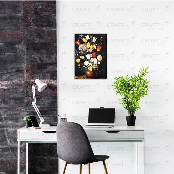 Craftnest_Reflections_Dark_Gothic_Floral_Canvas_Wall_Art_30X20_Cm_Vintage_Still_Life_With_Elegant_Flowers_|_Perfect_For_Any_Space_Aesthetic_Botanical_Artwork_With_Framed_Finish