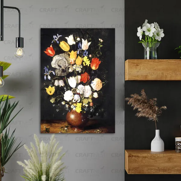 Craftnest_Reflections_Dark_Gothic_Floral_Canvas_Wall_Art_42X30_Cm_Vintage_Still_Life_With_Elegant_Flowers_|_Perfect_For_Any_Space_Aesthetic_Botanical_Artwork_With_Framed_Finish