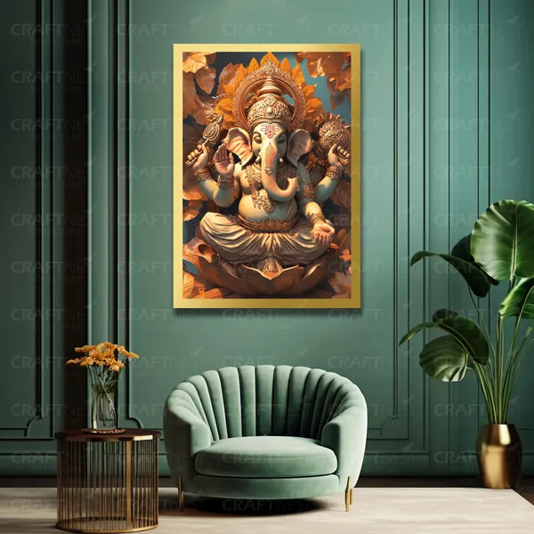 Craftnest_Reflections_Ganesha_Religious_91X60_Cm_Wall_Frame,_Canvas_Printed_Golden_Framed_For_Home_Decor_Spiritual_Lord_For_Office,_Studio,_Bedroom,_Living_Room,_Design_10
