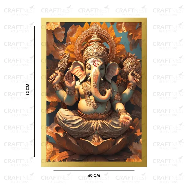 Craftnest_Reflections_Ganesha_Religious_91X60_Cm_Wall_Frame,_Canvas_Printed_Golden_Framed_For_Home_Decor_Spiritual_Lord_For_Office,_Studio,_Bedroom,_Living_Room,_Design_10