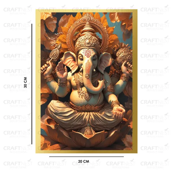 Craftnest_Reflections_Ganesha_Religious_30X20_Cm_Wall_Frame,_Canvas_Printed_Golden_Framed_For_Home_Decor_Spiritual_Lord_For_Office,_Studio,_Bedroom,_Living_Room,_Design_10