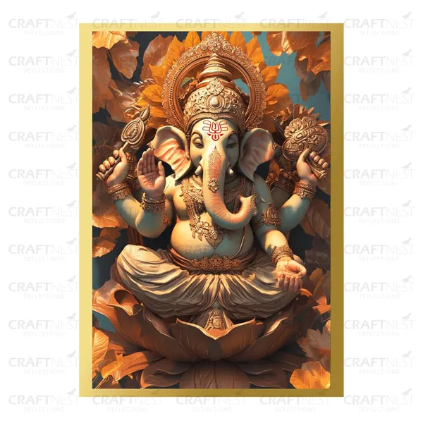 Craftnest_Reflections_Ganesha_Religious_30X20_Cm_Wall_Frame,_Canvas_Printed_Golden_Framed_For_Home_Decor_Spiritual_Lord_For_Office,_Studio,_Bedroom,_Living_Room,_Design_10