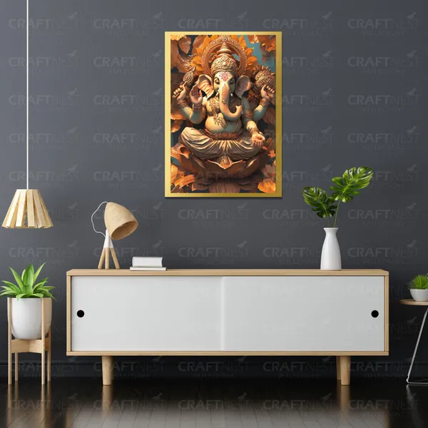 Craftnest_Reflections_Ganesha_Religious_42X30_Cm_Wall_Frame,_Canvas_Printed_Golden_Framed_For_Home_Decor_Spiritual_Lord_For_Office,_Studio,_Bedroom,_Living_Room,_Design_10