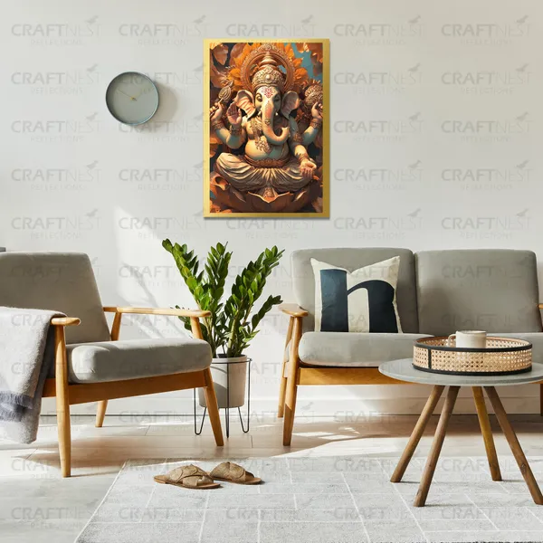 Craftnest_Reflections_Ganesha_Religious_42X30_Cm_Wall_Frame,_Canvas_Printed_Golden_Framed_For_Home_Decor_Spiritual_Lord_For_Office,_Studio,_Bedroom,_Living_Room,_Design_10