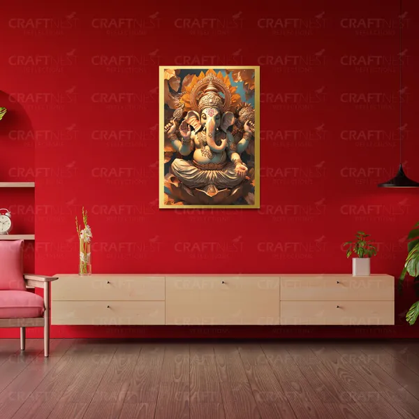 Craftnest_Reflections_Ganesha_Religious_42X30_Cm_Wall_Frame,_Canvas_Printed_Golden_Framed_For_Home_Decor_Spiritual_Lord_For_Office,_Studio,_Bedroom,_Living_Room,_Design_10