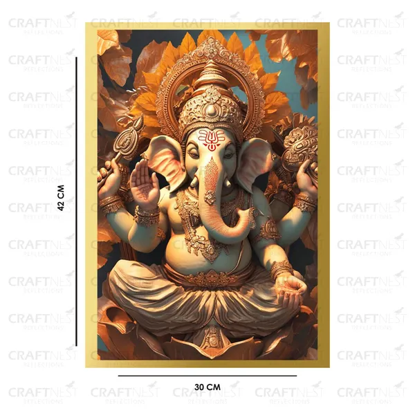 Craftnest_Reflections_Ganesha_Religious_42X30_Cm_Wall_Frame,_Canvas_Printed_Golden_Framed_For_Home_Decor_Spiritual_Lord_For_Office,_Studio,_Bedroom,_Living_Room,_Design_10