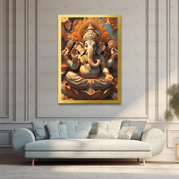 Craftnest_Reflections_Ganesha_Religious_60X50_Cm_Wall_Frame,_Canvas_Printed_Golden_Framed_For_Home_Decor_Spiritual_Lord_For_Office,_Studio,_Bedroom,_Living_Room,_Design_10
