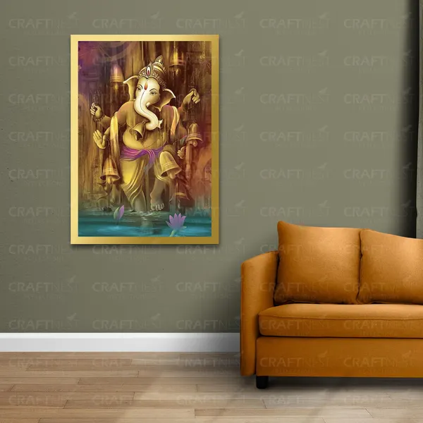 Craftnest_Reflections_Ganesha_Religious_91X60_Cm_Wall_Frame,_Canvas_Printed_Golden_Framed_For_Home_Decor_Spiritual_Lord_For_Office,_Studio,_Bedroom,_Living_Room,_Design_1