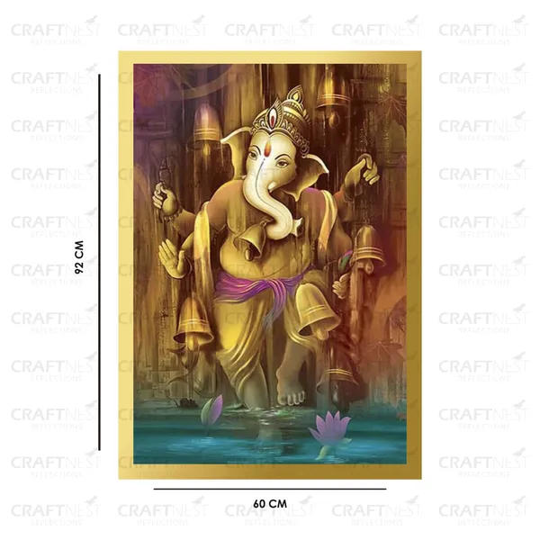 Craftnest_Reflections_Ganesha_Religious_91X60_Cm_Wall_Frame,_Canvas_Printed_Golden_Framed_For_Home_Decor_Spiritual_Lord_For_Office,_Studio,_Bedroom,_Living_Room,_Design_1
