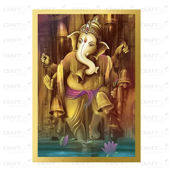 Craftnest_Reflections_Ganesha_Religious_91X60_Cm_Wall_Frame,_Canvas_Printed_Golden_Framed_For_Home_Decor_Spiritual_Lord_For_Office,_Studio,_Bedroom,_Living_Room,_Design_1