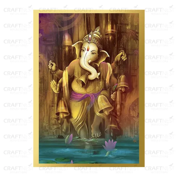 Craftnest_Reflections_Ganesha_Religious_30X20_Cm_Wall_Frame,_Canvas_Printed_Golden_Framed_For_Home_Decor_Spiritual_Lord_For_Office,_Studio,_Bedroom,_Living_Room,_Design_1