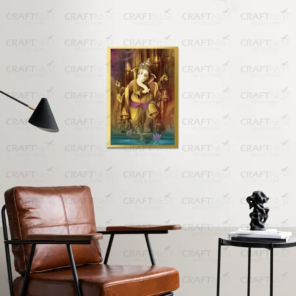 Craftnest_Reflections_Ganesha_Religious_30X20_Cm_Wall_Frame,_Canvas_Printed_Golden_Framed_For_Home_Decor_Spiritual_Lord_For_Office,_Studio,_Bedroom,_Living_Room,_Design_1