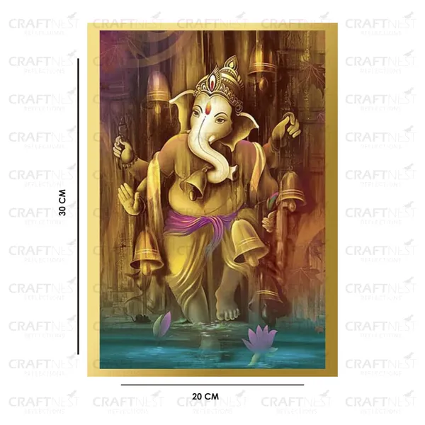 Craftnest_Reflections_Ganesha_Religious_30X20_Cm_Wall_Frame,_Canvas_Printed_Golden_Framed_For_Home_Decor_Spiritual_Lord_For_Office,_Studio,_Bedroom,_Living_Room,_Design_1