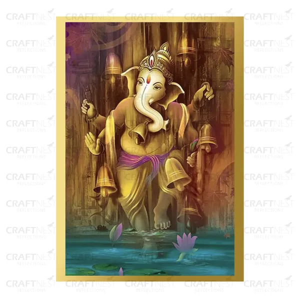 Craftnest_Reflections_Ganesha_Religious_42X30_Cm_Wall_Frame,_Canvas_Printed_Golden_Framed_For_Home_Decor_Spiritual_Lord_For_Office,_Studio,_Bedroom,_Living_Room,_Design_1