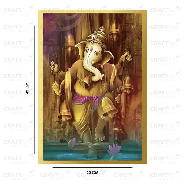 Craftnest_Reflections_Ganesha_Religious_42X30_Cm_Wall_Frame,_Canvas_Printed_Golden_Framed_For_Home_Decor_Spiritual_Lord_For_Office,_Studio,_Bedroom,_Living_Room,_Design_1