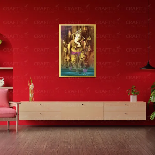 Craftnest_Reflections_Ganesha_Religious_42X30_Cm_Wall_Frame,_Canvas_Printed_Golden_Framed_For_Home_Decor_Spiritual_Lord_For_Office,_Studio,_Bedroom,_Living_Room,_Design_1