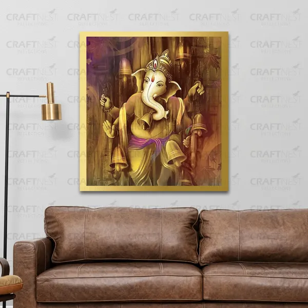 Craftnest_Reflections_Ganesha_Religious_60X50_Cm_Wall_Frame,_Canvas_Printed_Golden_Framed_For_Home_Decor_Spiritual_Lord_For_Office,_Studio,_Bedroom,_Living_Room,_Design_1
