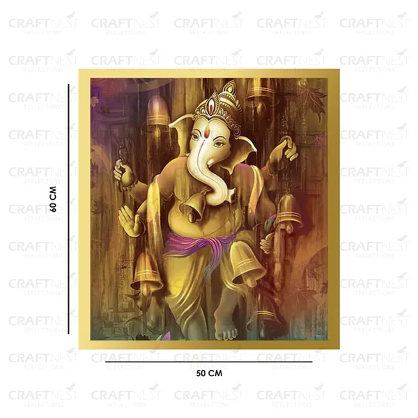 Craftnest_Reflections_Ganesha_Religious_60X50_Cm_Wall_Frame,_Canvas_Printed_Golden_Framed_For_Home_Decor_Spiritual_Lord_For_Office,_Studio,_Bedroom,_Living_Room,_Design_1